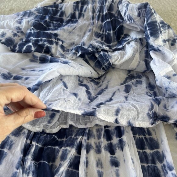 Now And Then Skirt Womens Medium Blue/white Maxi Boho Bubble Tie Dyed Flared - Picture 2 of 9